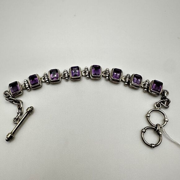 Genuine amethyst, stamped .925 heavy tennis bracelet! - Picture 9 of 9